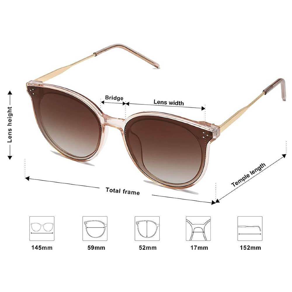 Retro Round Oversized Sunglasses for Women Mirrored Glasses - Louie - Teddith - US